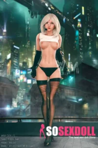 160cm 5ft2 TPE Cyberpunk B Cup Slender Sliver Hair Sex Doll #432 Head
