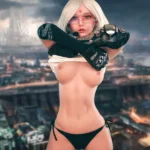 160cm 5ft2 TPE Cyberpunk B Cup Slender Sliver Hair Sex Doll #432 Head