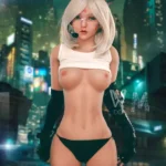160cm 5ft2 TPE Cyberpunk B Cup Slender Sliver Hair Sex Doll #432 Head
