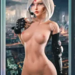 160cm 5ft2 TPE Cyberpunk B Cup Slender Sliver Hair Sex Doll #432 Head