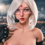 160cm 5ft2 TPE Cyberpunk B Cup Slender Sliver Hair Sex Doll #432 Head