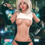 160cm 5ft2 TPE Cyberpunk B Cup Slender Sliver Hair Sex Doll #432 Head