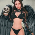 160cm 5ft2 TPE Demo Girl Busty Thick Hips Black Hair Sex Doll #443 Head