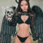 160cm 5ft2 TPE Demo Girl Busty Thick Hips Black Hair Sex Doll #443 Head