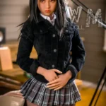 160cm 5ft2 TPE Schoolgirl Style A Cup Slender Black Hair Sex Doll #173 Head
