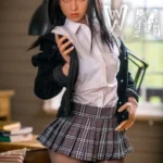160cm 5ft2 TPE Schoolgirl Style A Cup Slender Black Hair Sex Doll #173 Head