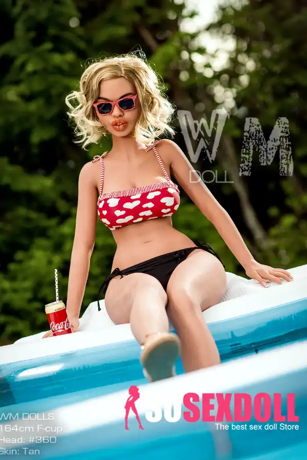 164cm 5ft4 TPE Bikini Lady F Cup Blonde Hair Sex Doll #360 Head