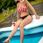 164cm 5ft4 TPE Bikini Lady F Cup Blonde Hair Sex Doll #360 Head