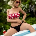 164cm 5ft4 TPE Bikini Lady F Cup Blonde Hair Sex Doll #360 Head