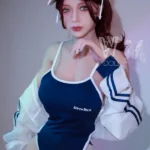 164cm 5ft4 TPE D Cup Blue Swimsuit Black Hair Sex Doll #56 Head
