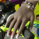 166cm 5ft5 TPE C Cup Bust Ebony Skin Pink Hair Sex Doll #64 Head