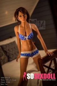 166cm 5ft5 TPE C Cup Bust Short Hair Blue Lingerie Sex Doll #162 Head