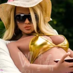 166cm 5ft5 TPE C Cup Sexy Lingerie Blonde Hair Sex Doll #336 Head