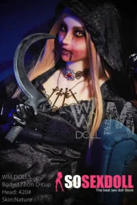169cm 5ft6 TPE Grim Reaper D Cup Bust Golden Hair Sex Doll #420 Head