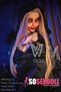 169cm 5ft6 TPE Grim Reaper D Cup Bust Golden Hair Sex Doll #420 Head