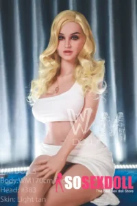 170cm 5ft6 TPE D Cup White Dress Blonde Hair Sex Doll #314 Head