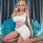 170cm 5ft6 TPE D Cup White Dress Blonde Hair Sex Doll #314 Head
