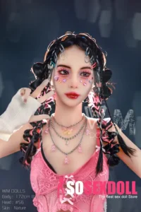 172cm 5ft6 TPE Small Bust Tiny Body Black Braids Sex Doll #56 Head