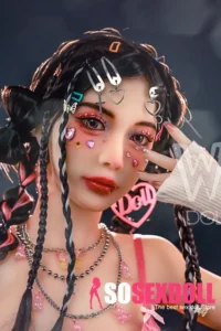172cm 5ft6 TPE Small Bust Tiny Body Black Braids Sex Doll #56 Head