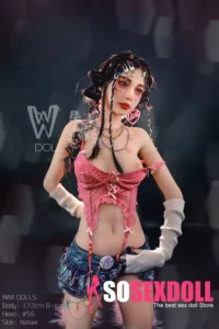 172cm 5ft6 TPE Small Bust Tiny Body Black Braids Sex Doll #56 Head