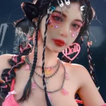 172cm 5ft6 TPE Small Bust Tiny Body Black Braids Sex Doll #56 Head