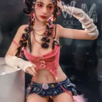 172cm 5ft6 TPE Small Bust Tiny Body Black Braids Sex Doll #56 Head