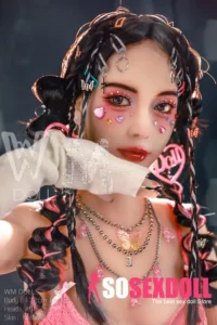 172cm 5ft6 TPE Small Bust Tiny Body Black Braids Sex Doll #56 Head