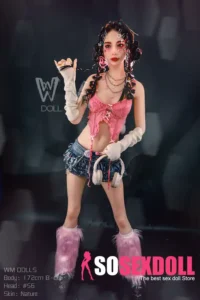 172cm 5ft6 TPE Small Bust Tiny Body Black Braids Sex Doll #56 Head