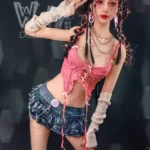 172cm 5ft6 TPE Small Bust Tiny Body Black Braids Sex Doll #56 Head