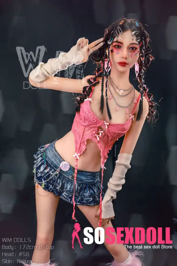 172cm 5ft6 TPE Small Bust Tiny Body Black Braids Sex Doll #56 Head