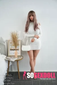 175cm 5ft7 TPE D Cup Chest Big Ass Brown Hair Sex Doll #56 Head