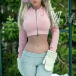 159cm 5ft3 TPE C Cup Blonde Winter Sport Girl Sex Doll #398 Head