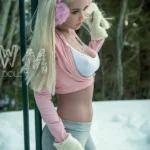 159cm 5ft3 TPE C Cup Blonde Winter Sport Girl Sex Doll #398 Head