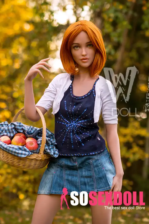 160cm 5ft3 TPE A Cup Slim Waist Auburn Hair Sex Doll #368 Head