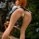 160cm 5ft3 TPE A Cup Slim Waist Auburn Hair Sex Doll #368 Head