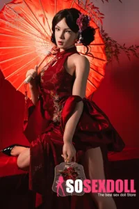 165cm 5ft4 Red Lingerie Realistic Sex Dolls Oriental Style Seductive Love Dolls C Cup