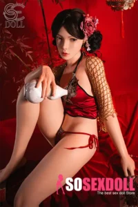 165cm 5ft4 Red Lingerie Realistic Sex Dolls Oriental Style Seductive Love Dolls C Cup