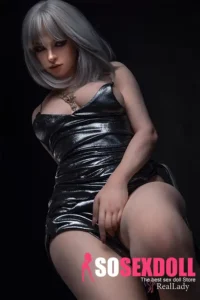 170cm 5ft6 Silver Hair Leather Dress Sex Dolls Realistic Gothic Style Love Dolls