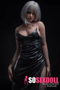 170cm 5ft6 Silver Hair Leather Dress Sex Dolls Realistic Gothic Style Love Dolls