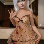 135cm 4ft4 Silikone A-kop Buttet Krop Sølv Hår Sexdukke #S16 Hoved