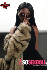 166cm 5ft5 Luxury Fur Coat Fashion Sex Dolls Tall Dark Skin Model Dolls E Cup