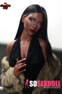 166cm 5ft5 Luxury Fur Coat Fashion Sex Dolls Tall Dark Skin Model Dolls E Cup