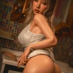 150cm 4ft9 Silicone F Cup Big Butt Brown Hair Sex Doll #AB25(ROS) Head 9