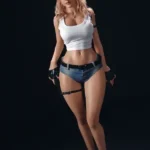 150cm 4ft9 Silicone F Cup Wide Hips Blonde Sex Doll #AB27(ROS) Head 2