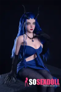 Big Breasts Fair Skin Blue Hair Fantasy Sex Doll 5